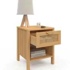 IDMarket Tables de nuit en bois clair avec un tiroir et une niche* Meubles Tiroirs|Meubles Bas