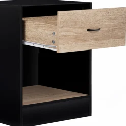 IDMarket Tables de nuit en bois noir et façon hêtre avec tiroir* Meubles Tiroirs|Meubles Bas