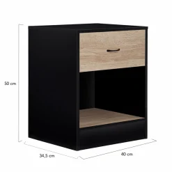 IDMarket Tables de nuit en bois noir et façon hêtre avec tiroir* Meubles Tiroirs|Meubles Bas