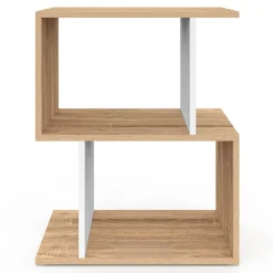 IDMarket Tables de nuit en forme de S effet hêtre et blanc* Collection Moderne|Chambre Complète Adulte