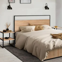 IDMarket Tables de nuit industrielles bois et métal noir* Collection Industrielle|Chambre Complète Adulte