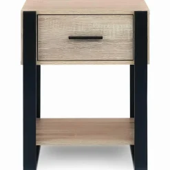 IDMarket Tables de nuit industrielles bois et noir 1 tiroir* Meubles Bas|Meubles En Bois