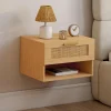 IDMarket Tables de nuit murales cannage et bois* Collection Cannage|Chambre Complète Adulte