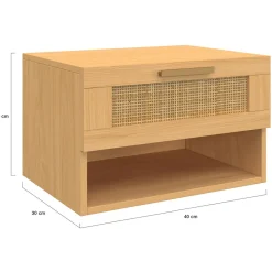 IDMarket Tables de nuit murales cannage et bois* Collection Cannage|Chambre Complète Adulte