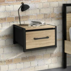 IDMarket Tables de nuit murales industrielles* Chambre Complète Adulte|Tables De Chevet