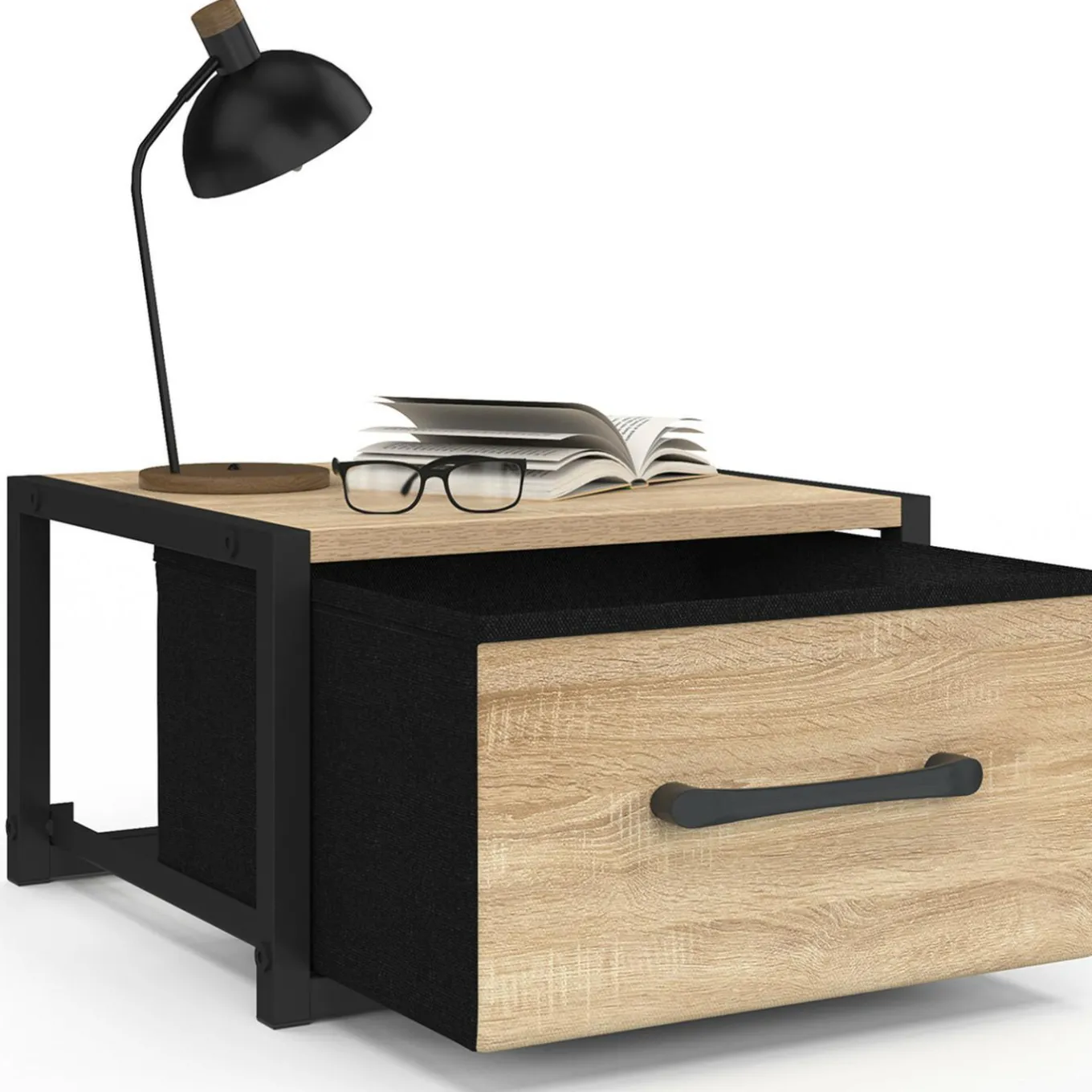 IDMarket Tables de nuit murales industrielles* Chambre Complète Adulte|Tables De Chevet