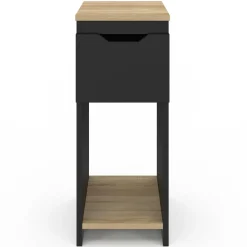 IDMarket Tables de nuit noir et bois avec 1 tiroir* Collection Contemporaine|Chambre Complète Adulte