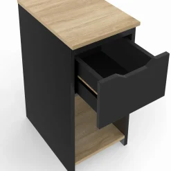 IDMarket Tables de nuit noir et bois avec 1 tiroir* Collection Contemporaine|Chambre Complète Adulte