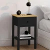 IDMarket Tables de nuit noire et bois avec tiroir et tablette* Collection Moderne|Chambre Complète Adulte