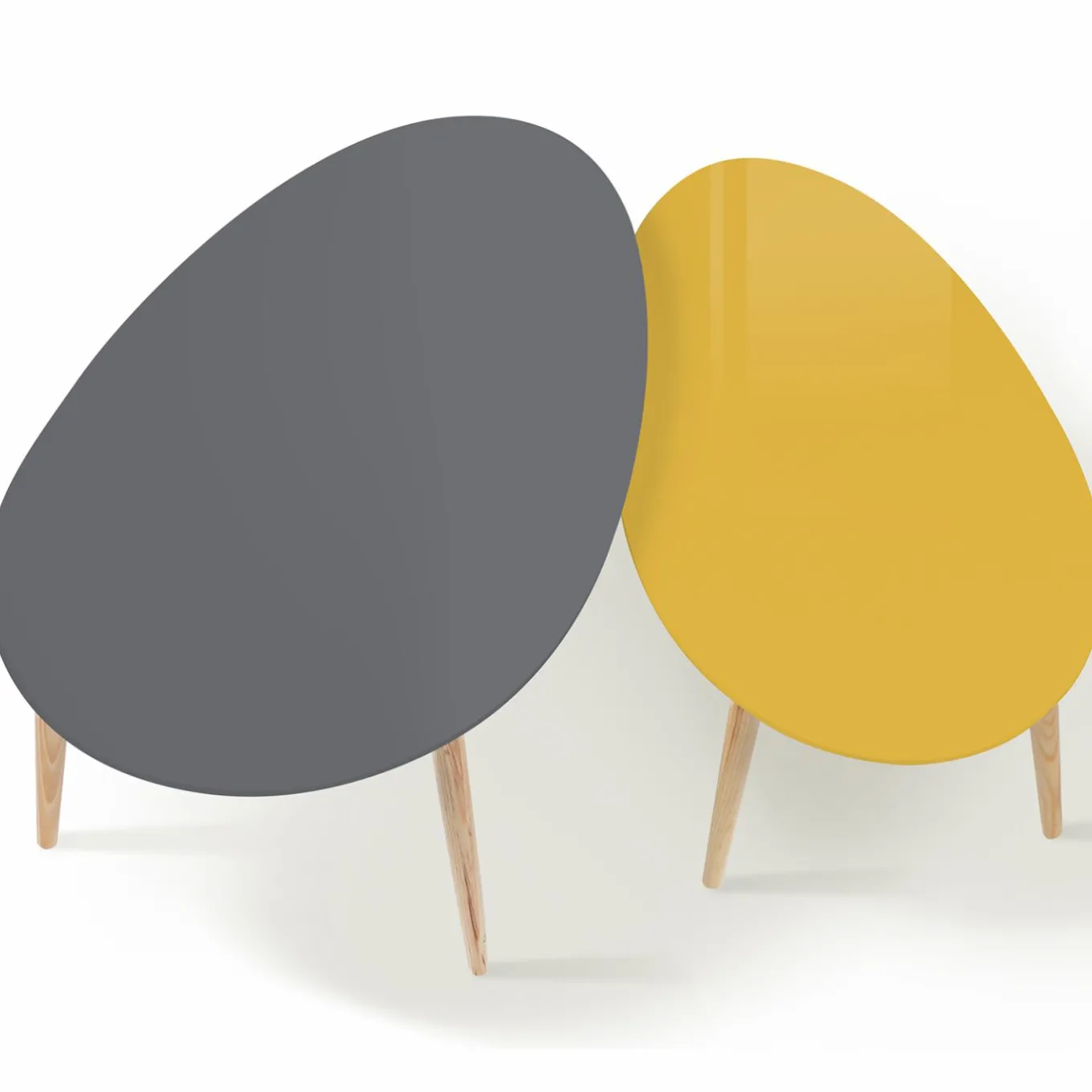 IDMarket Tables de salon gigognes laquées jaune et grise* Collection Scandinave|Tables Basses
