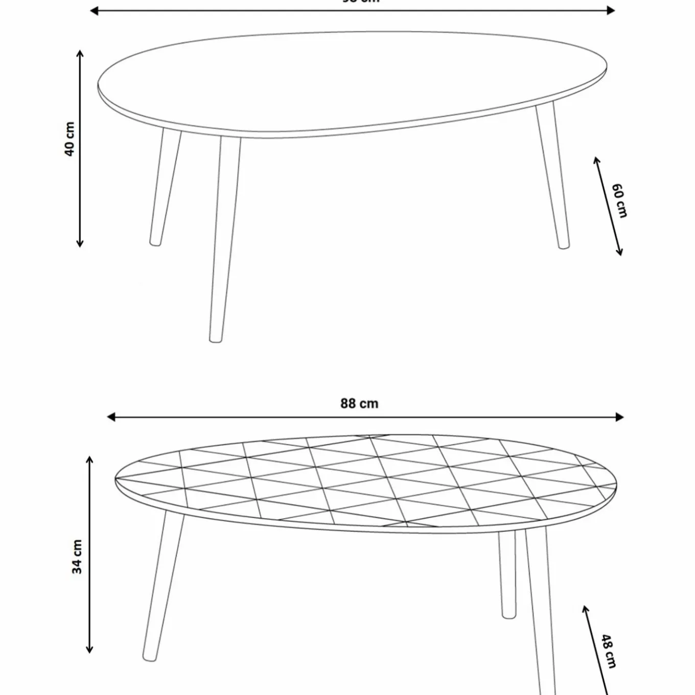 IDMarket Tables de salon gigognes laquées jaune et grise* Collection Scandinave|Tables Basses