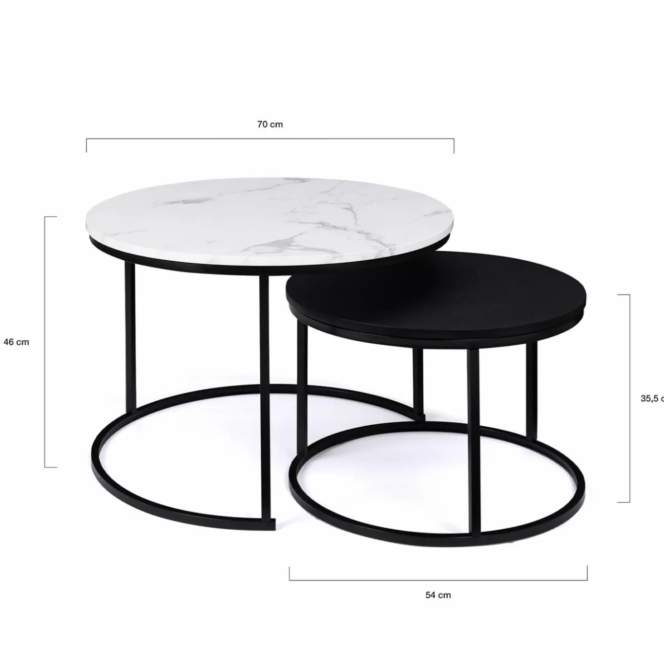 IDMarket Tables gigognes rondes effet marbre et bois noir* Collection Design|Collection Moderne
