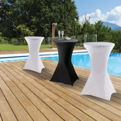 IDMarket Tables hautes pliantes d’extérieur + housses noires* Mobilier Pliant D'Appoint