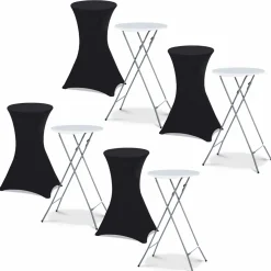 IDMarket Tables mange-debout pliantes avec housse noire* Mobilier Pliant D'Appoint
