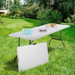 IDMarket Tables pliantes d'extérieur 180 cm blanche* Mobilier Pliant D'Appoint