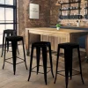 IDMarket Tabouret style industriel noir mat x4* Collection Métal|Collection Industrielle