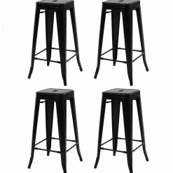 IDMarket Tabouret style industriel noir mat x4* Collection Métal|Collection Industrielle