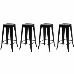 IDMarket Tabouret style industriel noir mat x4* Collection Métal|Collection Industrielle