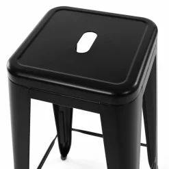 IDMarket Tabouret style industriel noir mat x4* Collection Métal|Collection Industrielle