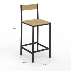 IDMarket Tabourets de bar avec dossier design industriel* Collection Industrielle|Tabourets De Bar