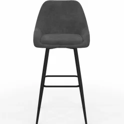 IDMarket Tabourets de bar confortables en velours gris foncé avec accoudoirs* Collection Vintage|Tabourets De Bar