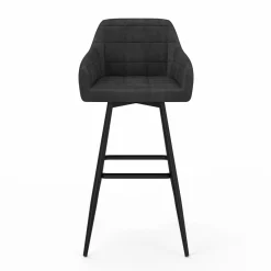 IDMarket Tabourets de bar en velours gris foncé avec accoudoirs : lot de 2* Collection Vintage|Chaises De Bar