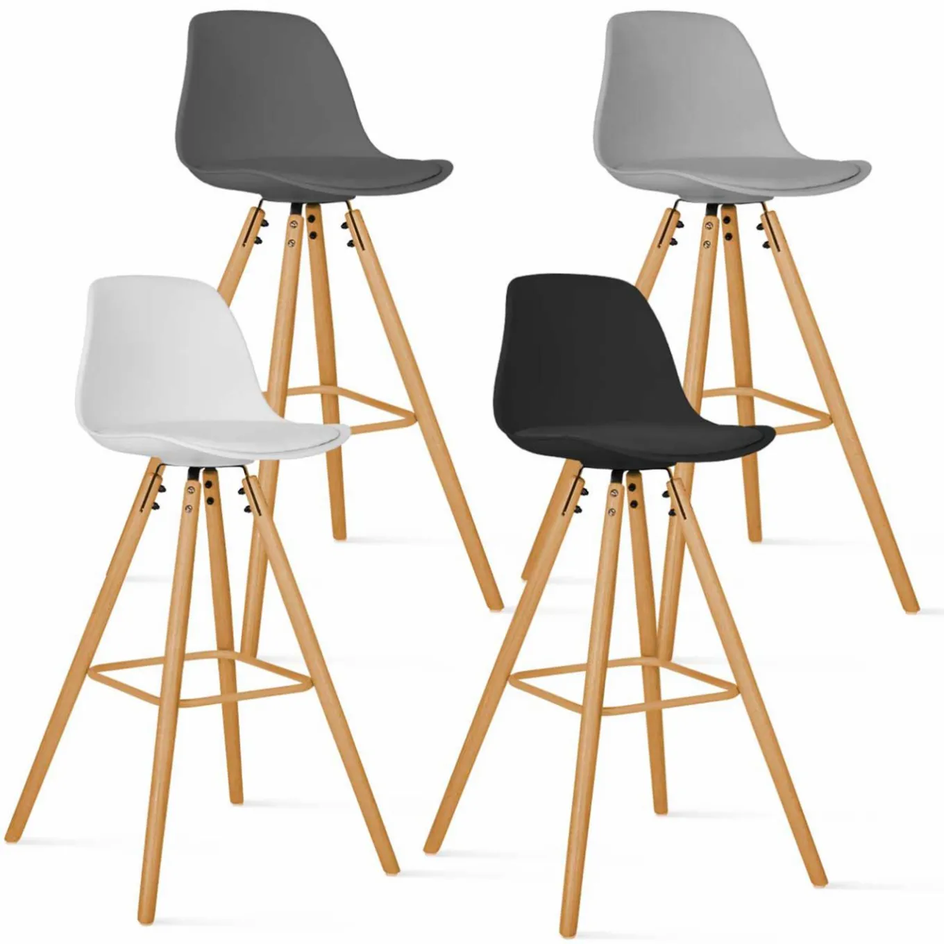 IDMarket Tabourets de bar mix color gris, blanc et noir : lot de 4* Collection Scandinave|Tabourets De Bar