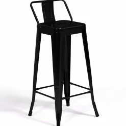 IDMarket Tabourets de bar métal noir avec dossier* Collection Métal|Collection Industrielle