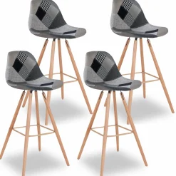 IDMarket Tabourets de bar scandinaves patchworks noir, gris et blancs* Collection Scandinave|Tabourets De Bar