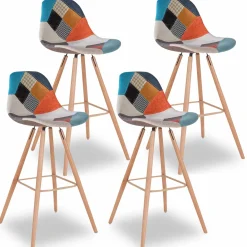 IDMarket Tabourets de bar scandinaves patchwork multicolore* Collection Scandinave|Tabourets De Bar