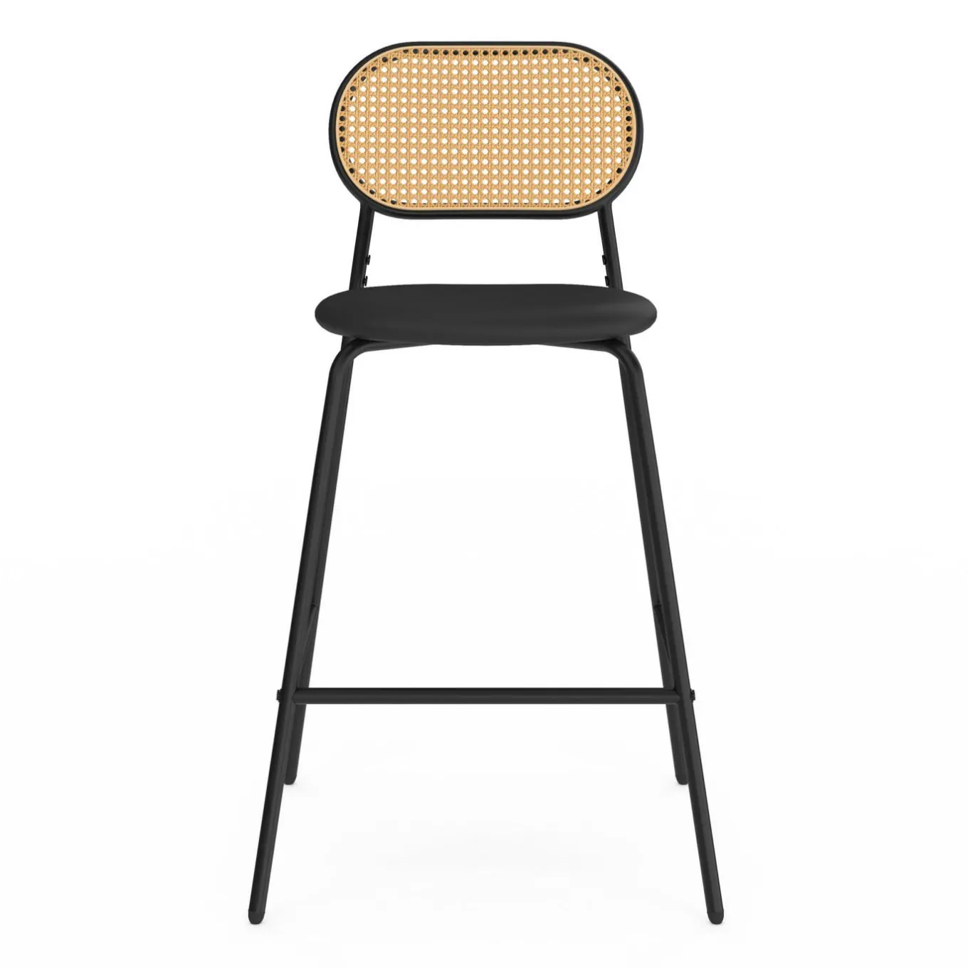 IDMarket Tabourets de bar vintage métal noir et cannage* Tabourets De Bar