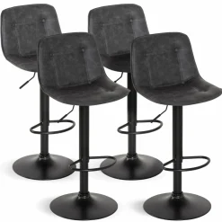 IDMarket Tabourets réglables en hauteur gris* Collection Vintage|Tabourets De Bar