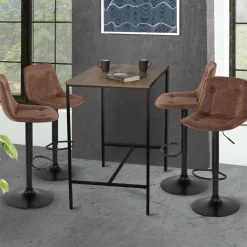 IDMarket Tabourets réglables en hauteur marron* Collection Vintage|Tabourets De Bar