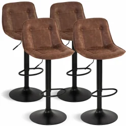 IDMarket Tabourets réglables en hauteur marron* Collection Vintage|Tabourets De Bar