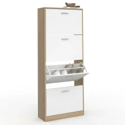 IDMarket Étagère à chaussures 4 portes* Meubles Blancs|Petits Meubles