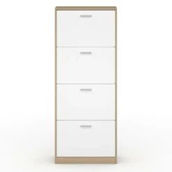 IDMarket Étagère à chaussures 4 portes* Meubles Blancs|Petits Meubles