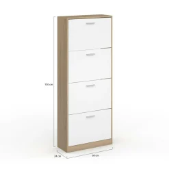 IDMarket Étagère à chaussures 4 portes* Meubles Blancs|Petits Meubles