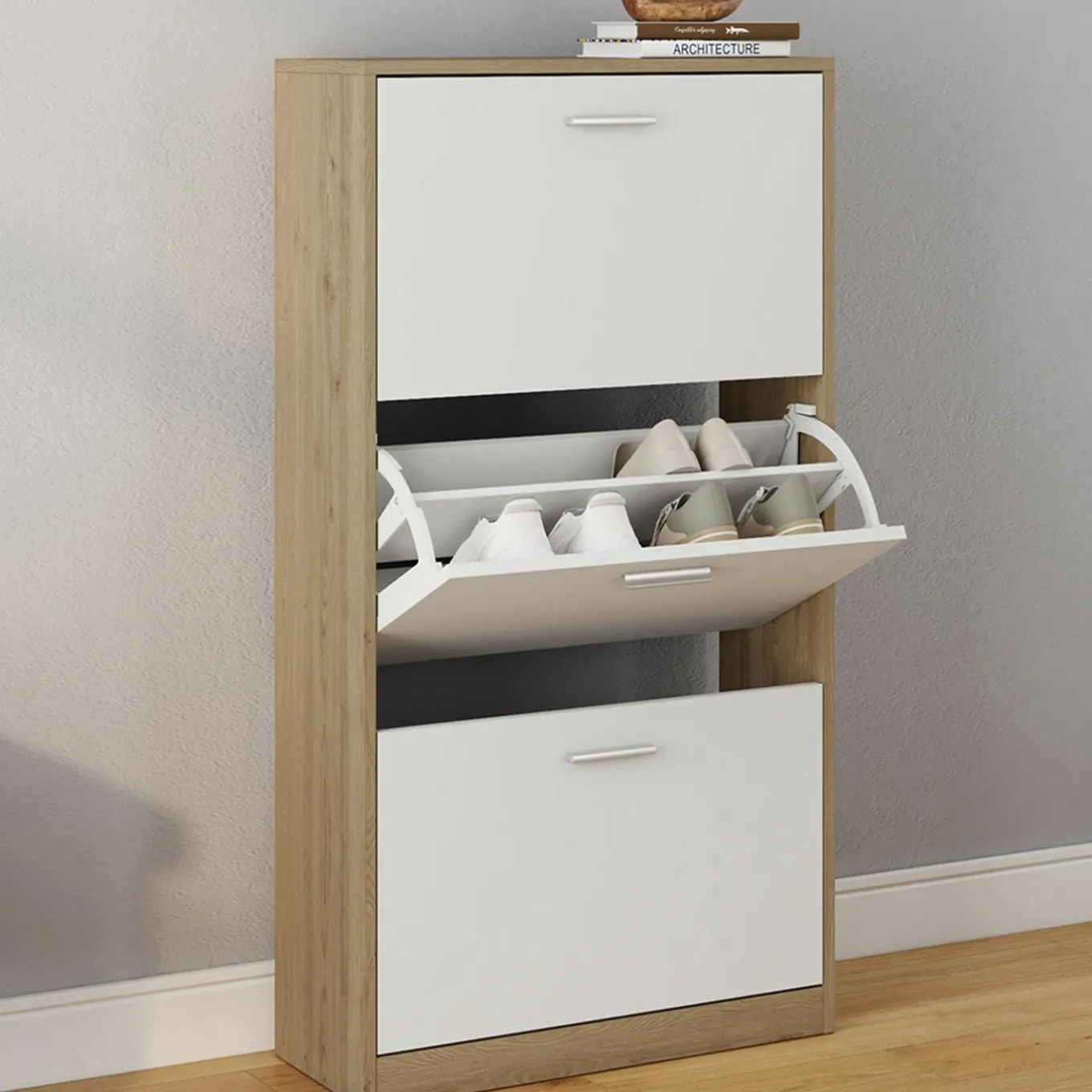 IDMarket Étagère à chaussures 3 portes* Meubles Hauts|Petits Meubles