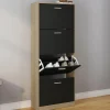 IDMarket Étagère à chaussures imitation hêtre avec 4 portes noires* Meubles À Chaussures