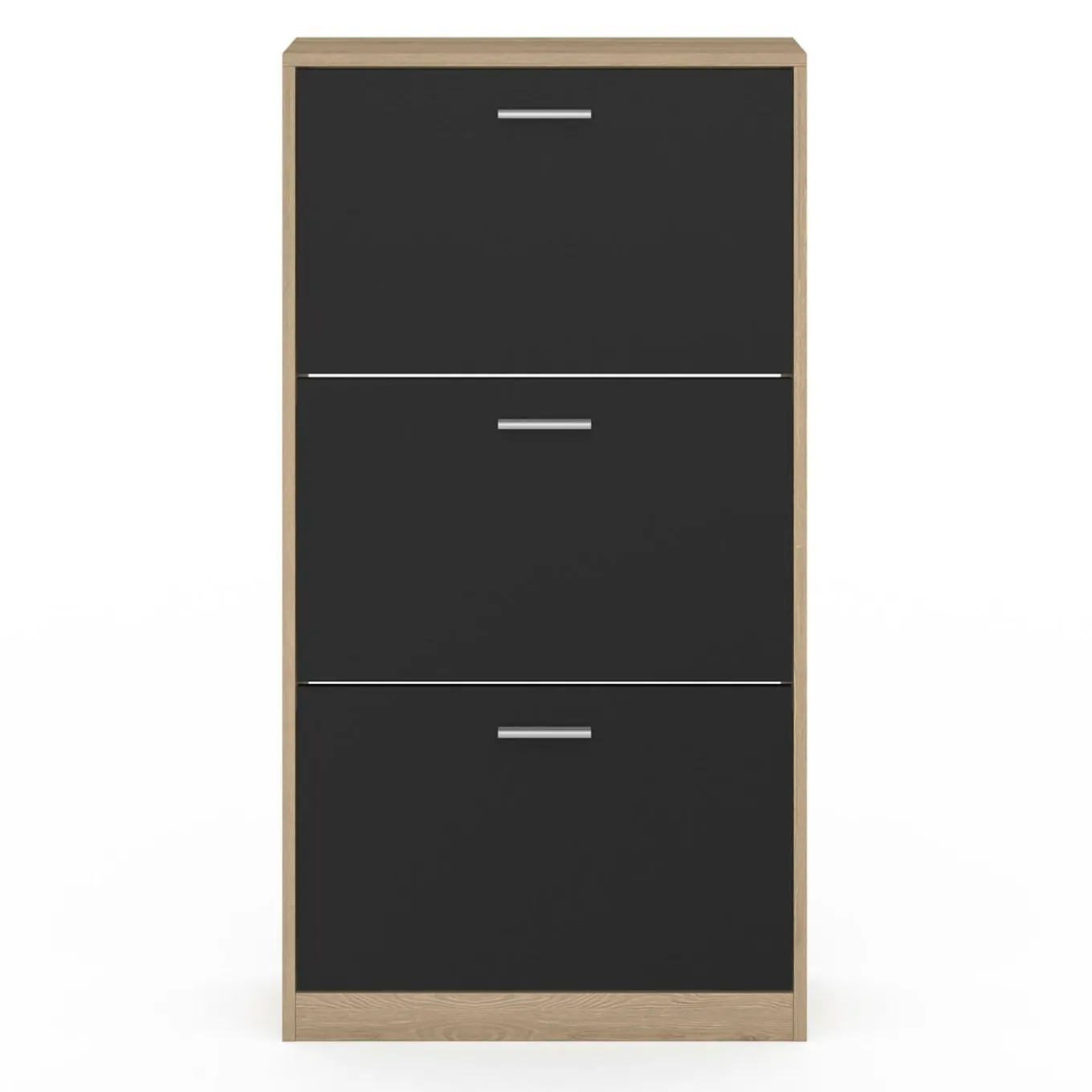 IDMarket Étagère à chaussures imitation hêtre et portes noires* Meubles Hauts|Petits Meubles