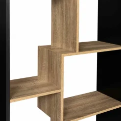 IDMarket Étagère 161 cm double position bois imitation hêtre et noir* Collection Agencement Magasin|Collection Télétravail
