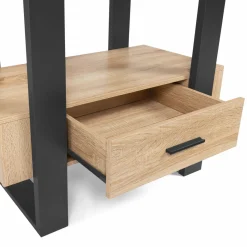IDMarket Étagère 4 niveaux industrielle bois et noir avec tiroir* Meubles Tiroirs|Collection Contemporaine