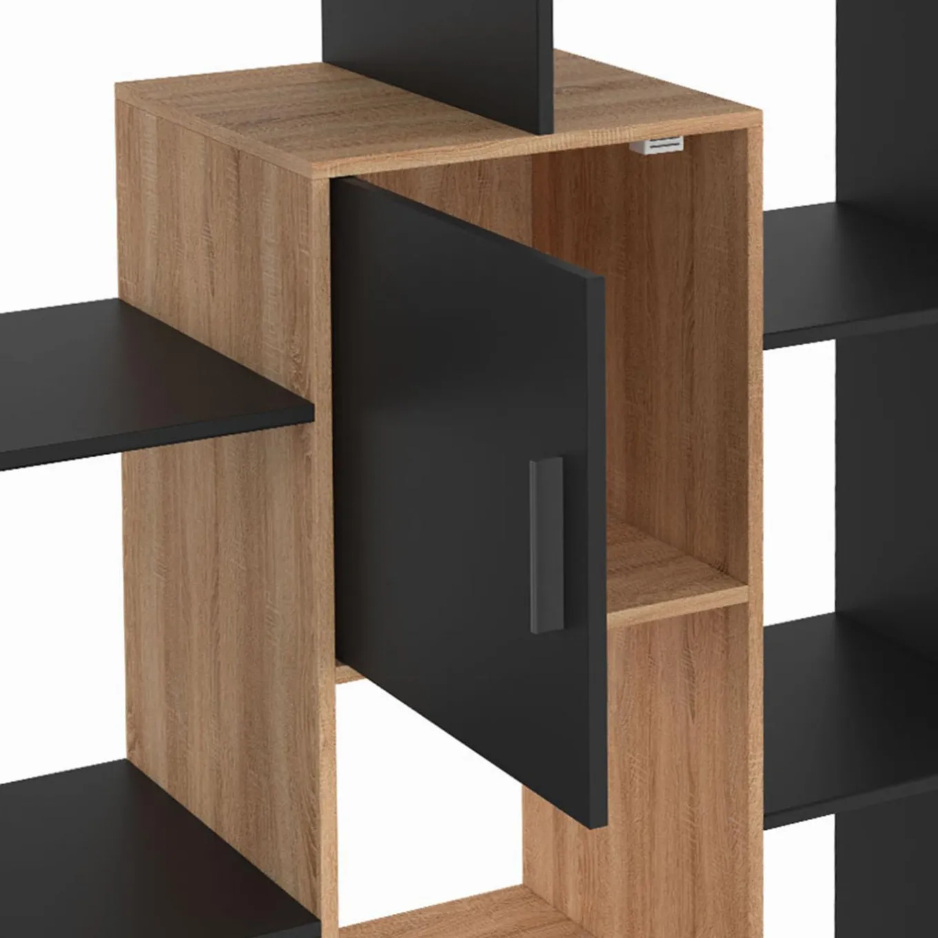 IDMarket Étagère bibliothèque 11 compartiments noir et effet bois* Collection Agencement Magasin|Collection Télétravail