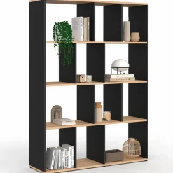 IDMarket Étagère bibliothèque 4 niveaux noir et effet bois 143 cm* Etagères