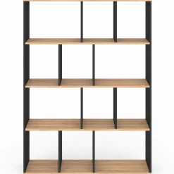 IDMarket Étagère bibliothèque 4 niveaux noir et effet bois 143 cm* Etagères