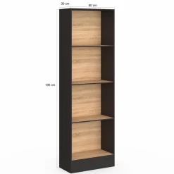 IDMarket Étagère bibliothèque 5 niveaux noir et effet bois H.190cm* Etagères|Bibliothèques