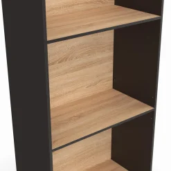 IDMarket Étagère bibliothèque 5 niveaux noir et effet bois H.190cm* Etagères|Bibliothèques