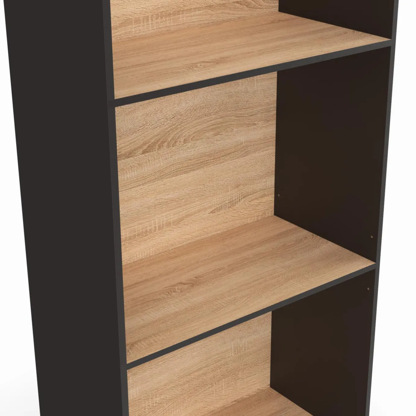 IDMarket Étagère bibliothèque 5 niveaux noir et effet bois H.190cm* Etagères|Bibliothèques