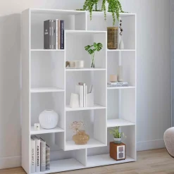 IDMarket Étagère bibliothèque blanche 143 cm 11 compartiments* Collection Design|Collection Agencement Magasin