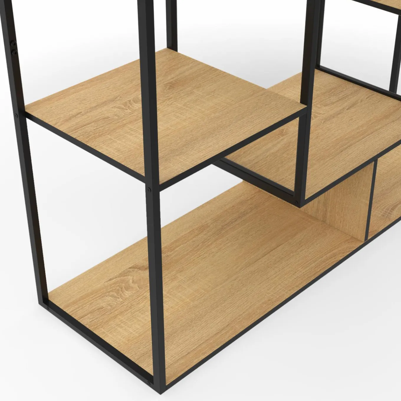 IDMarket Étagère bibliothèque bois et métal 143 cm 11 compartiments style industriel* Meubles Hauts|Meubles En Bois